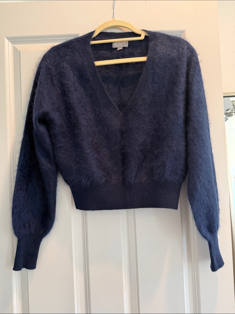 J. Crew Navy Brushed Cashmere V-Neck Sweater, small, EUC
